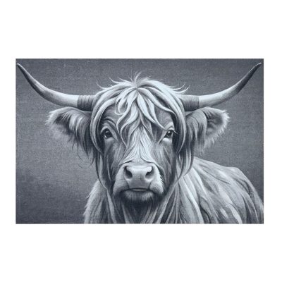 Knightsbridge 75 X 50cm Single - HIGHLAND COW GREY